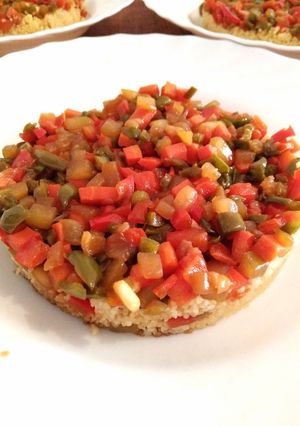 Foto principal de Cuscús con verduras y soja. Receta vegana y vegetariana