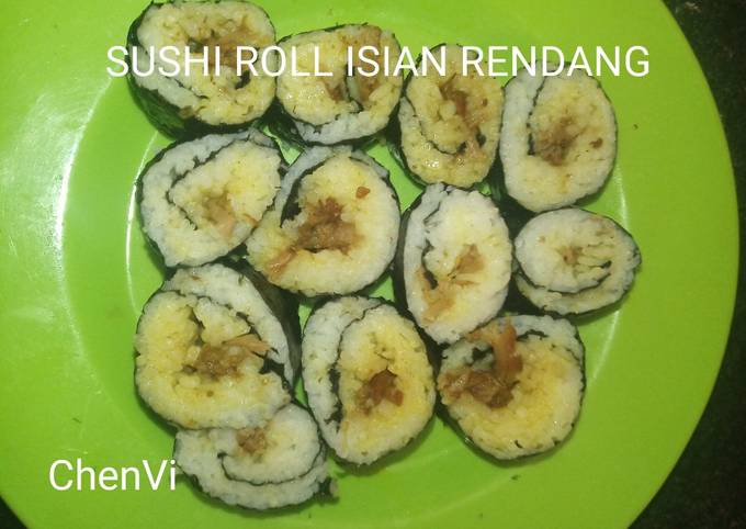 Ini dia! Resep enak bikin Sushi roll isian rendang yang lezat