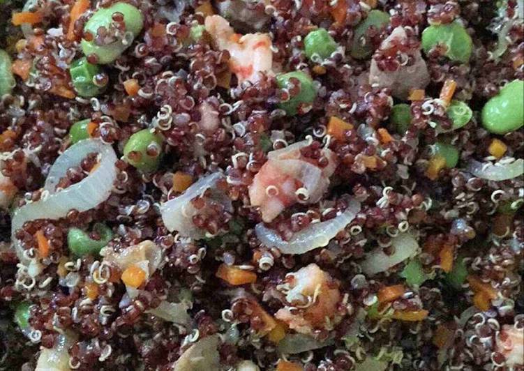 Langkah Mudah untuk Menyiapkan Eat clean "shrimp quinoa and mix veggie" Anti Gagal