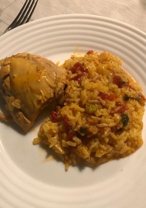 Una foto de Pollo con arroz, total!