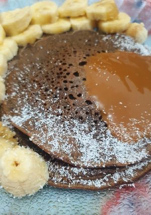 Una foto de Pancakes integrales de algarroba sin azúcar