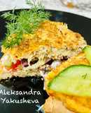 Omelette with canned tuna on toast