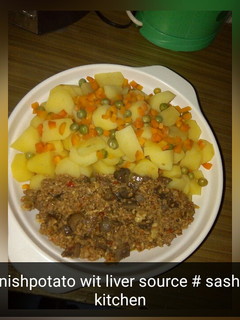 A picture of Garnish potato with liver source.