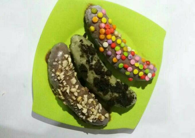 Cara Buat Chocolate-Frozen dipped banana Yang Mudah