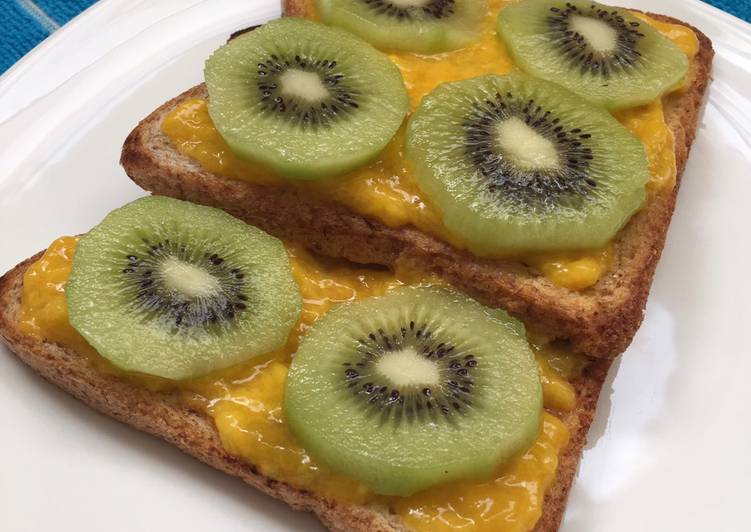 Resep Mango Toast with Kiwi Anti Gagal