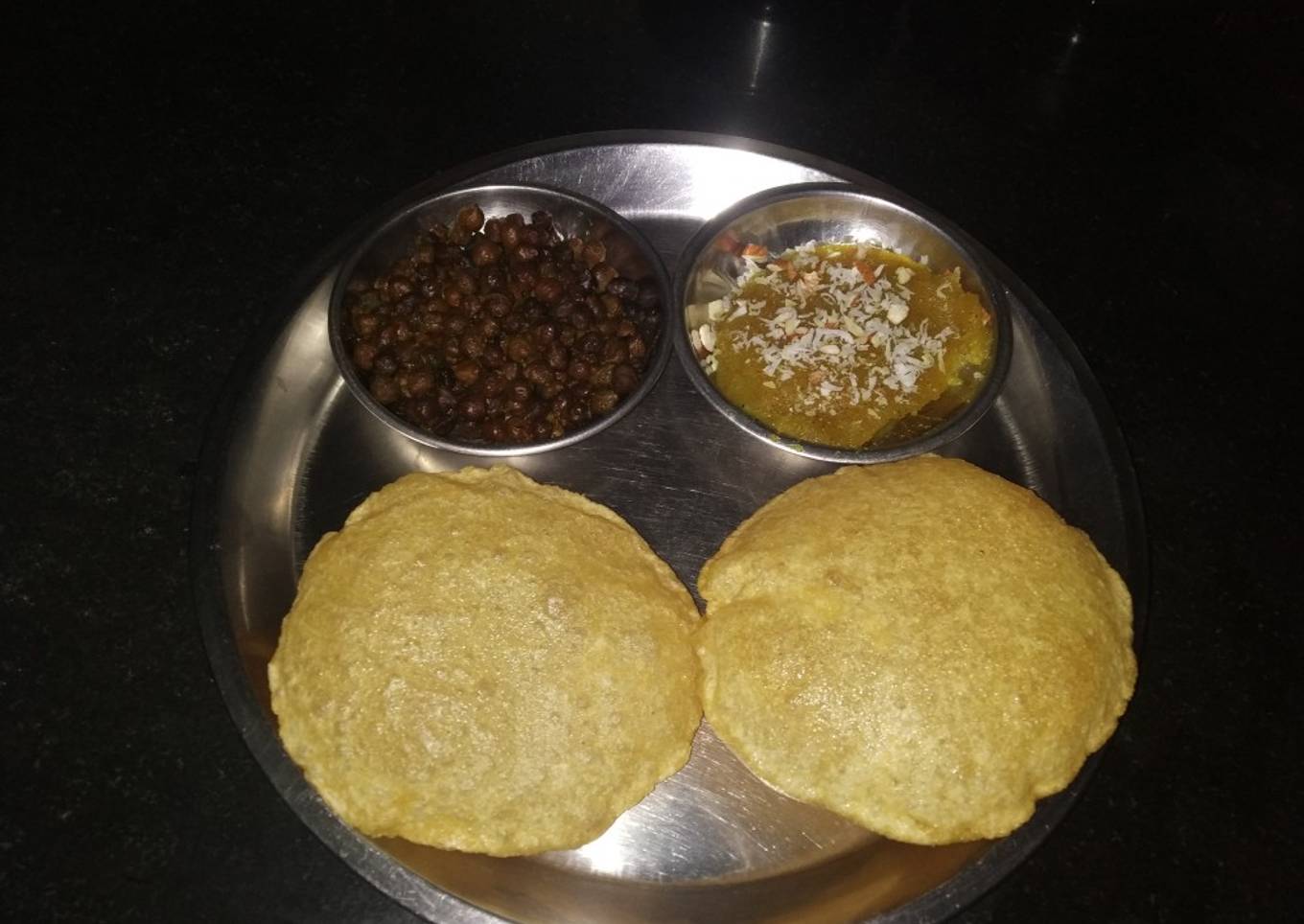 Ashtami special prasaad the puri chana and halwa thali