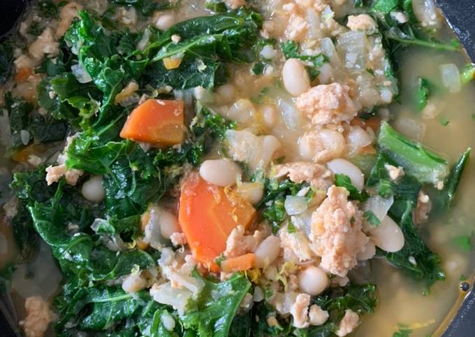 Recipe of Perfect White Bean Soup with Turkey, Kale, and Lemon