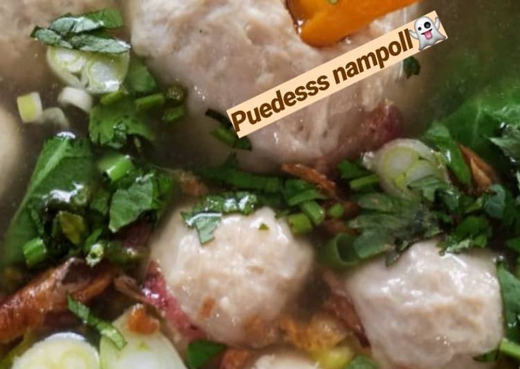 Easiest Way to Cook Yummy Bakso ayam pedes nampol 😋