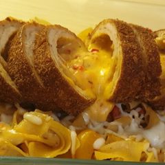 A picture of Panko Polo Chicken with Pasta.