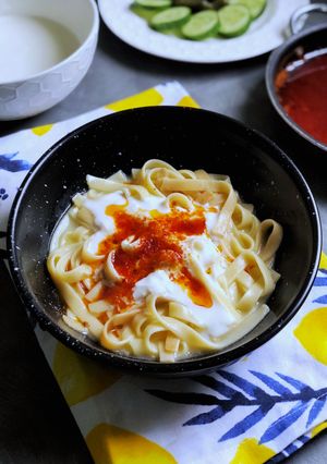 Foto resep PASTA with Tomato Sauce & Garlic Yogurt
