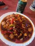 Verduras y longaniza a la mostaza-miel