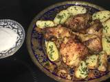 Pollo al horno con patata y alioli casero