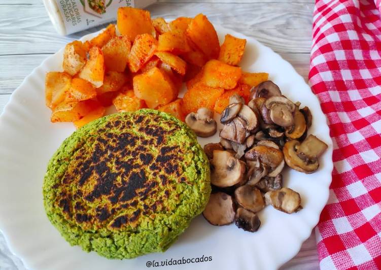 Hamburguesa vegana de espinacas