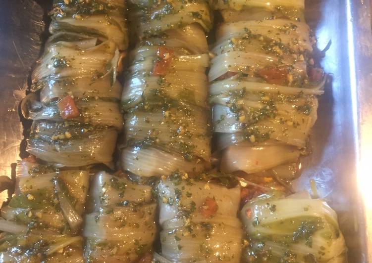 Rollos de tallos o pencas de acelga