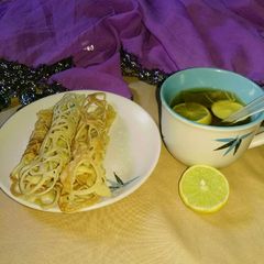 A picture of Egg crepes.