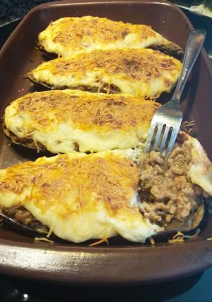 Una foto de Berenjenas rellenas de carne