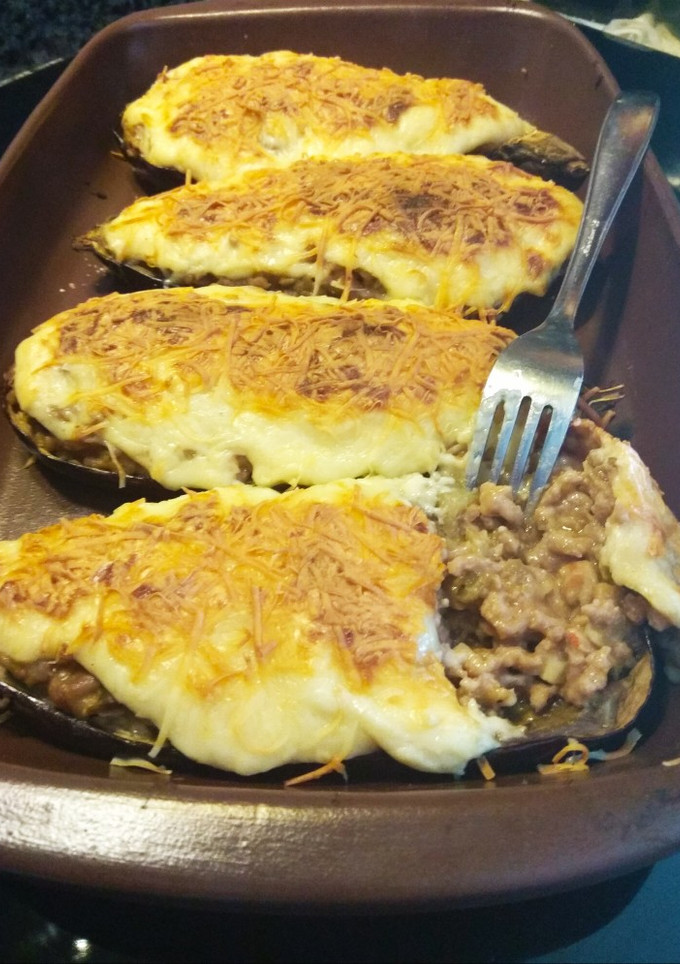 Una foto de Berenjenas rellenas de carne