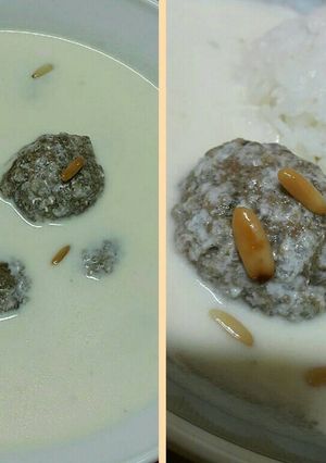 A picture of Kofta in Yogurt Sauce.