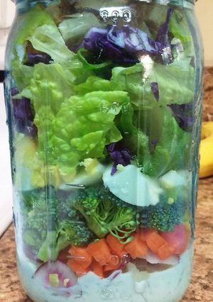 A picture of My Garden Fresh Mason Jar Salad.