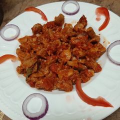 A picture of Soya beans in tomatoes chutney (rougaile soya).