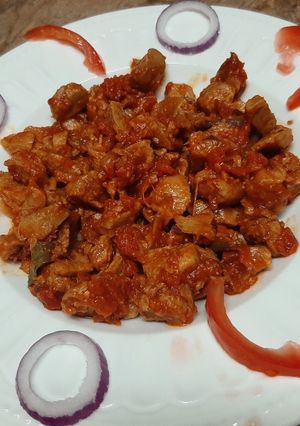 A picture of Soya beans in tomatoes chutney (rougaile soya).