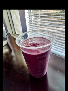 A picture of Strawberry Mango Wild Blueberry Smoothie.