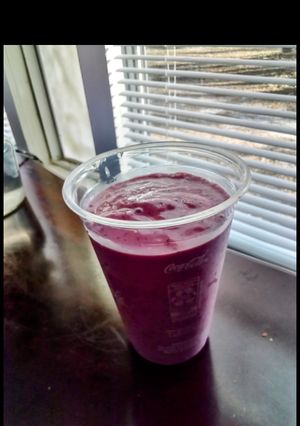 A picture of Strawberry Mango Wild Blueberry Smoothie.