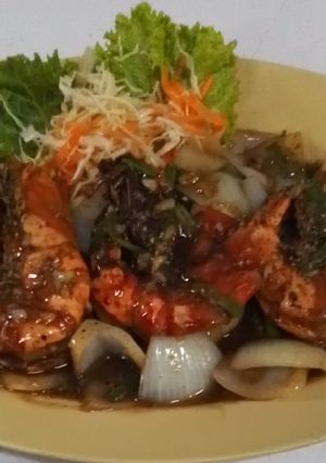 รูปของ กุ้งลายทอดผัดกระเทียมพริกไทย