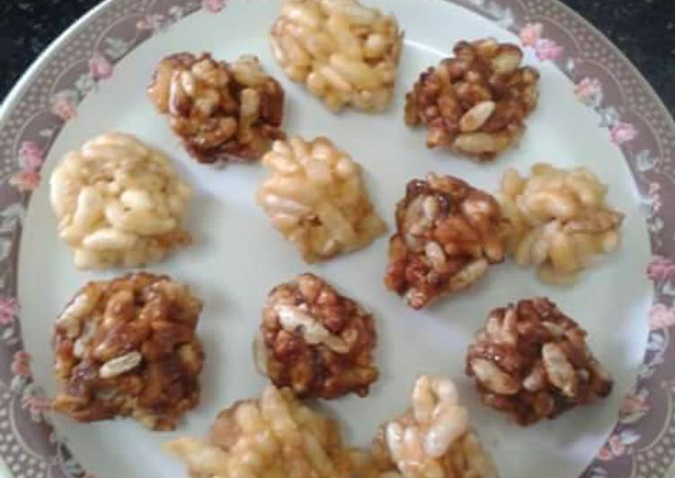 Cornflakes Puffed Rice Ladoo / Murmura Jaggery Ladoo