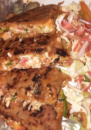 A picture of Desi tortilla wrap fusion dish.