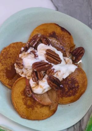 A picture of Hunger Crushing Pumpkin Pancakes.