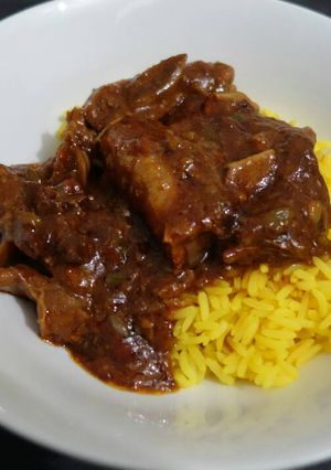 A picture of Rice and lamb stew.