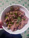 Stir-Fried Horse Meat with Garlic Scapes