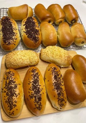 Foto resep Roti manis isi pisang nougat