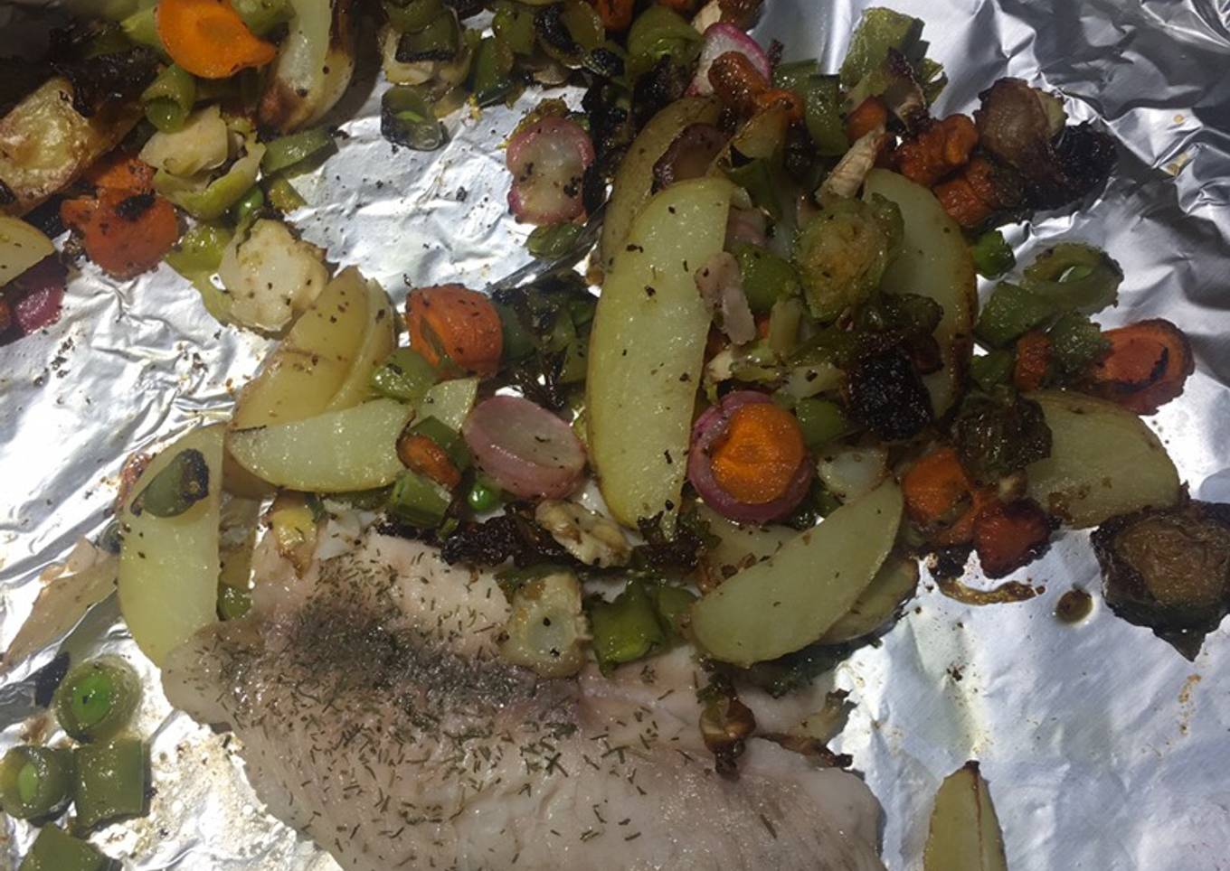 Sheet pan tilapia & vegetable medley