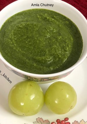 A picture of Spicy Green Amla Chutney.