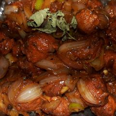 Soya chunks chilli manchurian A picture of Soya chunks chilli manchurian.