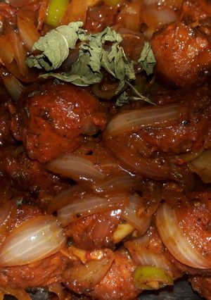 A picture of Soya chunks chilli manchurian.