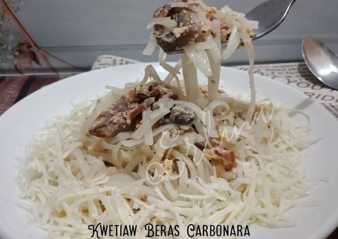 Kwetiau Beras Carbonara pakai Fiber Cream