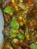 Tumis ikan pedak jagung pete