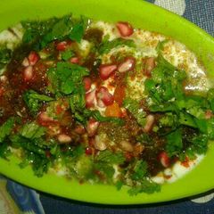A picture of Bread dry fruits dahi bhalle.