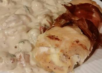 Popular Cuisine Brads prosciutto wrapped chicken with cheddar bacon gnocchi Delicious Steady