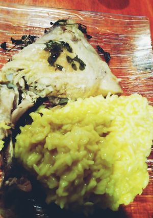 Una foto de Pollo a la bolsa con arroz