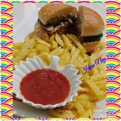 A picture of #Bun_kabab_With_FrenchFries!! #RamadanKiTayari.