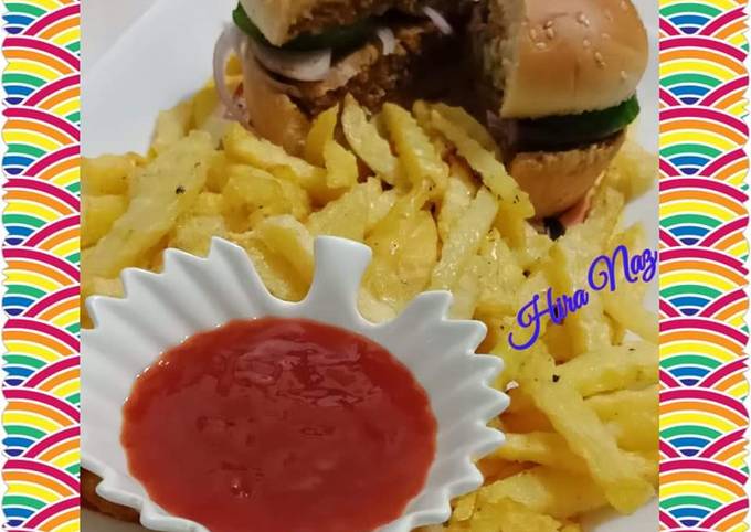 Steps to Prepare Thomas Keller #Bun_kabab_With_FrenchFries!! #RamadanKiTayari