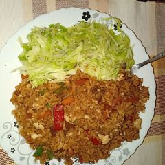 A picture of Chicken fried rice.