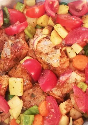 صورة لوصفة صينية دجاج مع الخضار 🍗🥕🥔🍅😍