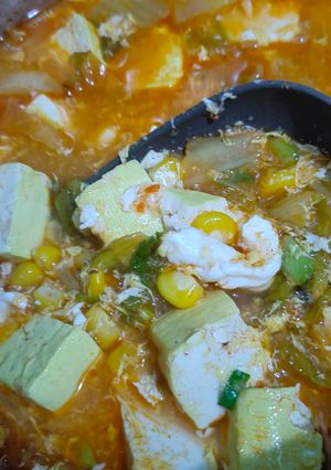 Foto resep Sundubu Jjigae (sup tahu pedas Korea)🇰🇷