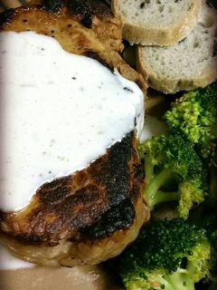 A picture of Grilled Pork Medallions with Alabama White BBQ Sauce.