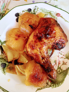 Una foto de Pollo a la sidra con manzanas